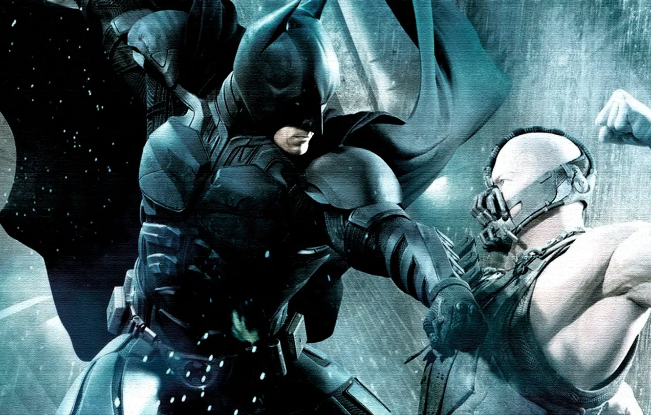 Photo wallpaper Batman, Batman, The Dark Knight Rises, Christian Bale, Tom Hardy, Bane, Tom Hardy, Bane