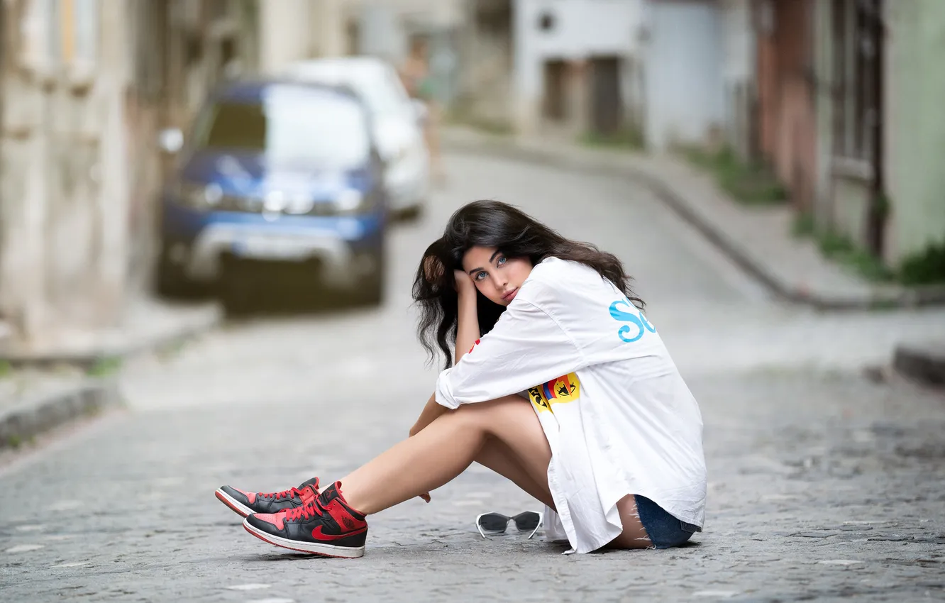 Photo wallpaper girl, the city, street, Ela