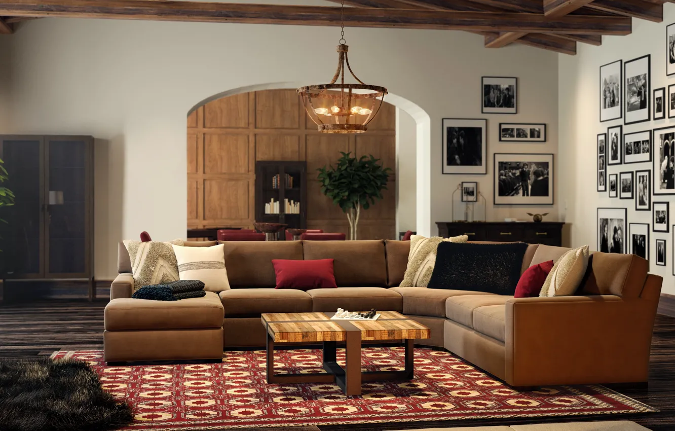 Photo wallpaper interior, sofa, living room, Industrial style