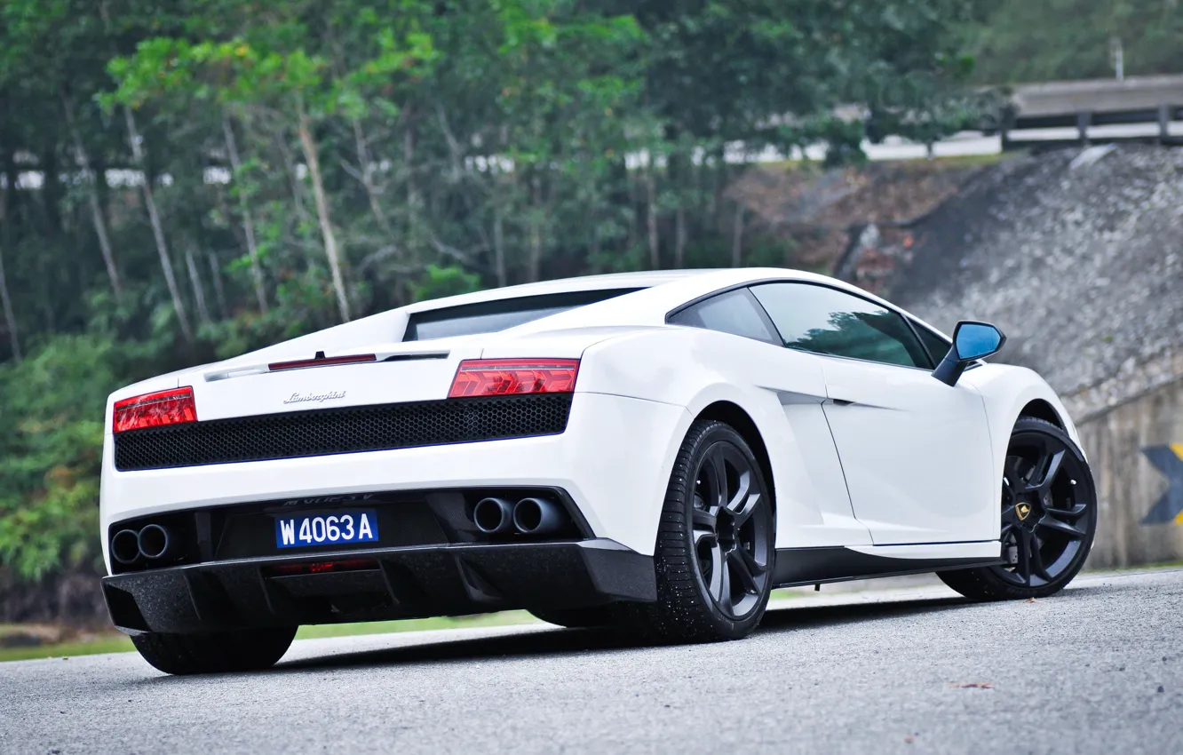 Photo wallpaper white, Lamborghini, rear view, Lamborghini, Gallardo, Gallardo LP550-2, &ampquot;MLE&ampquot;