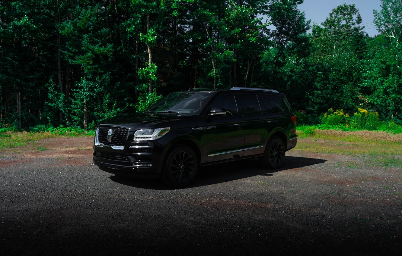 Photo wallpaper Lincoln, USA, Green, Black, SUV, Forest, Navigator