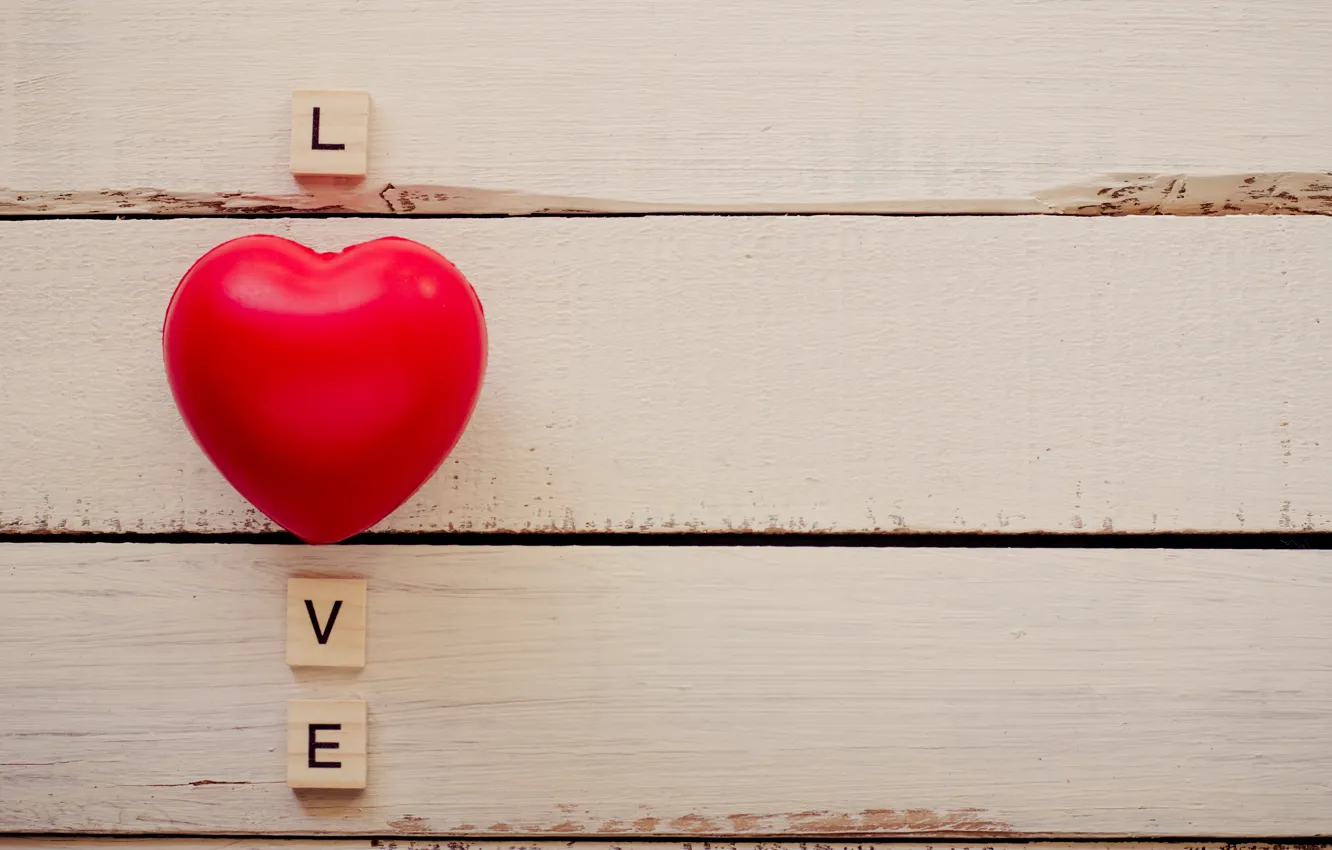 Photo wallpaper love, heart, red, love, heart, wood, romantic