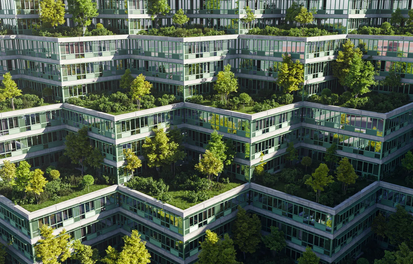 Photo wallpaper green, abstract, grass, photography, trees, window, architecture, sunlight