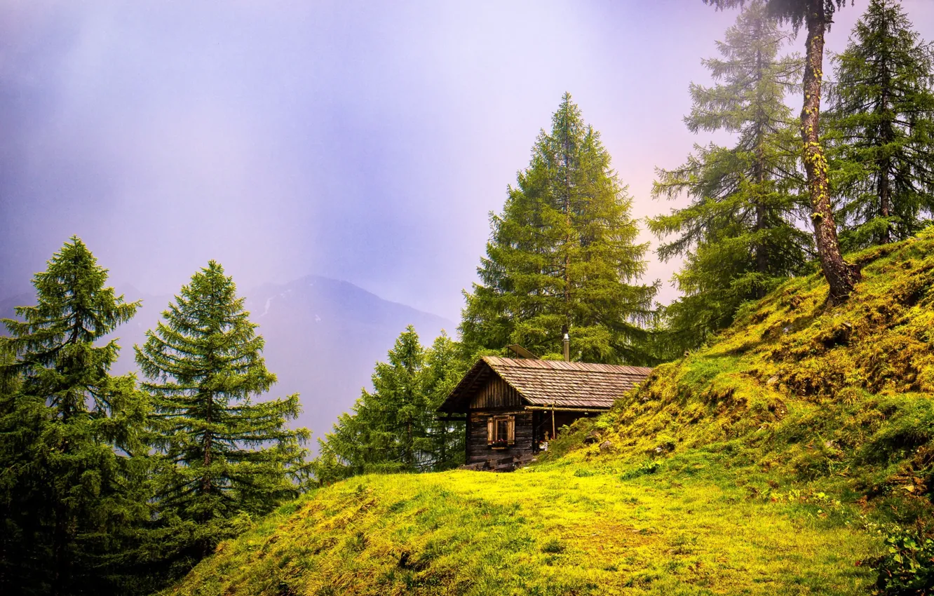 Photo wallpaper ate, Alps, house