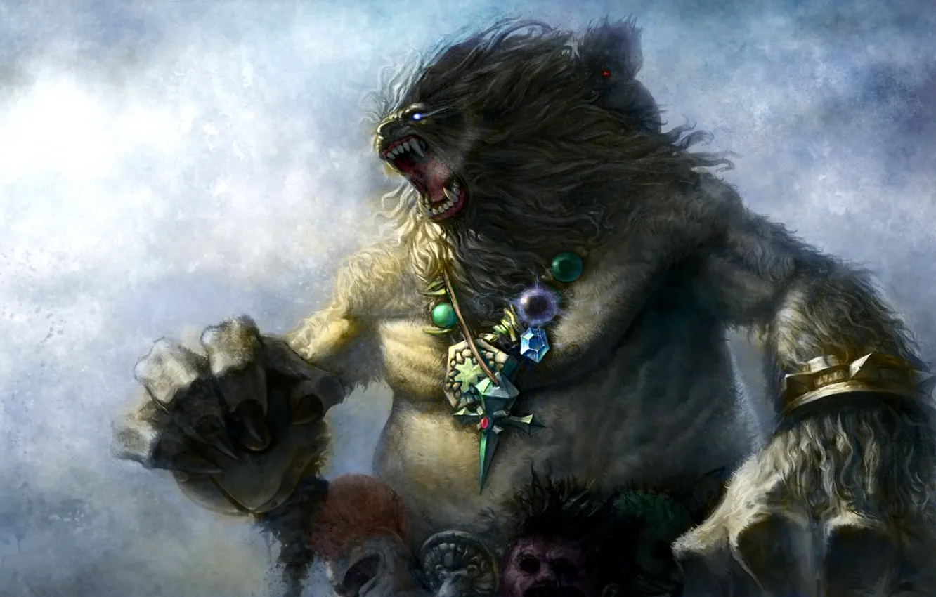 Photo wallpaper decoration, bear, art, mouth, pendant, Blizzard, shaman