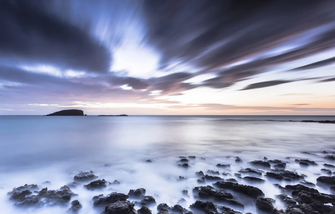 Photo wallpaper sea, landscape, sunset