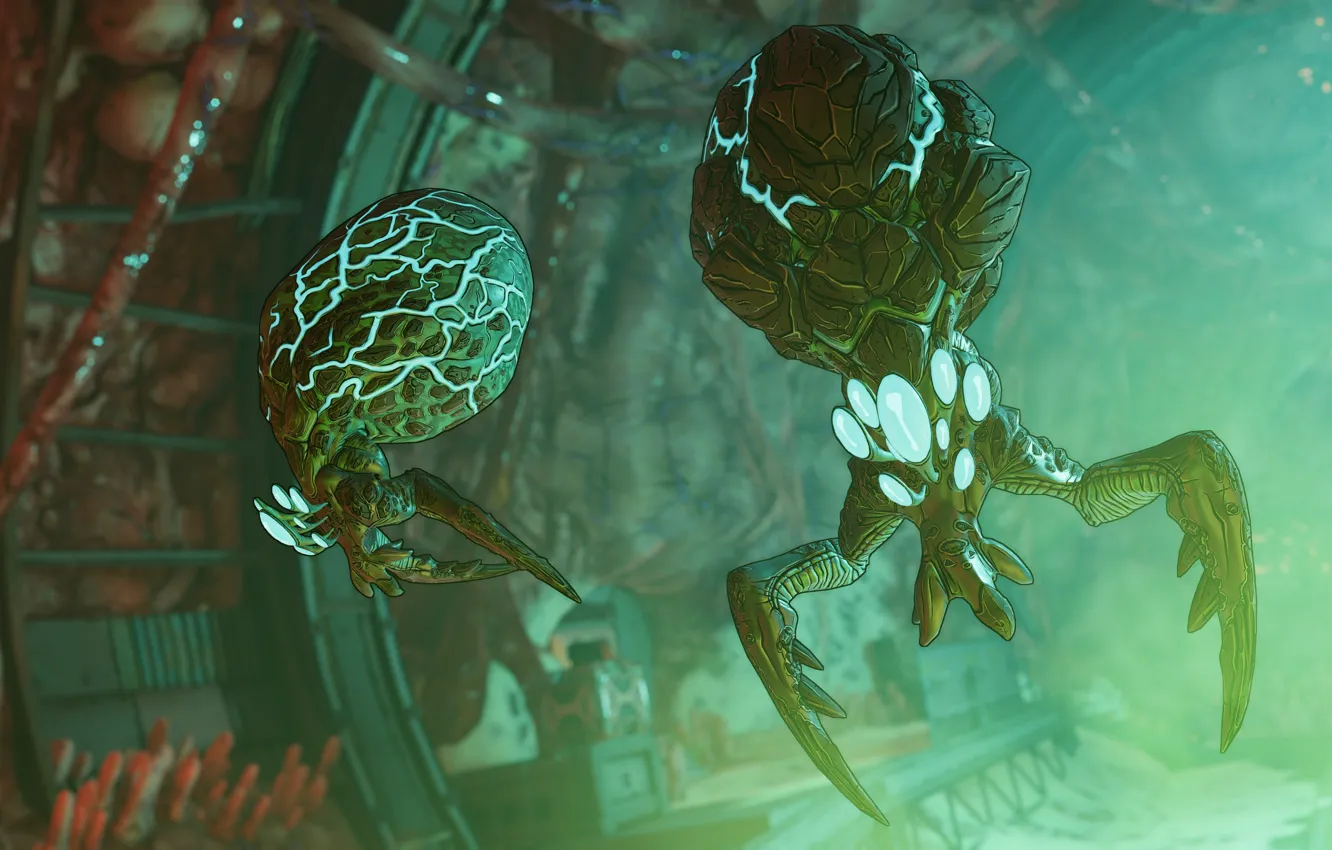 Photo wallpaper green, monster, two, Borderlands 3