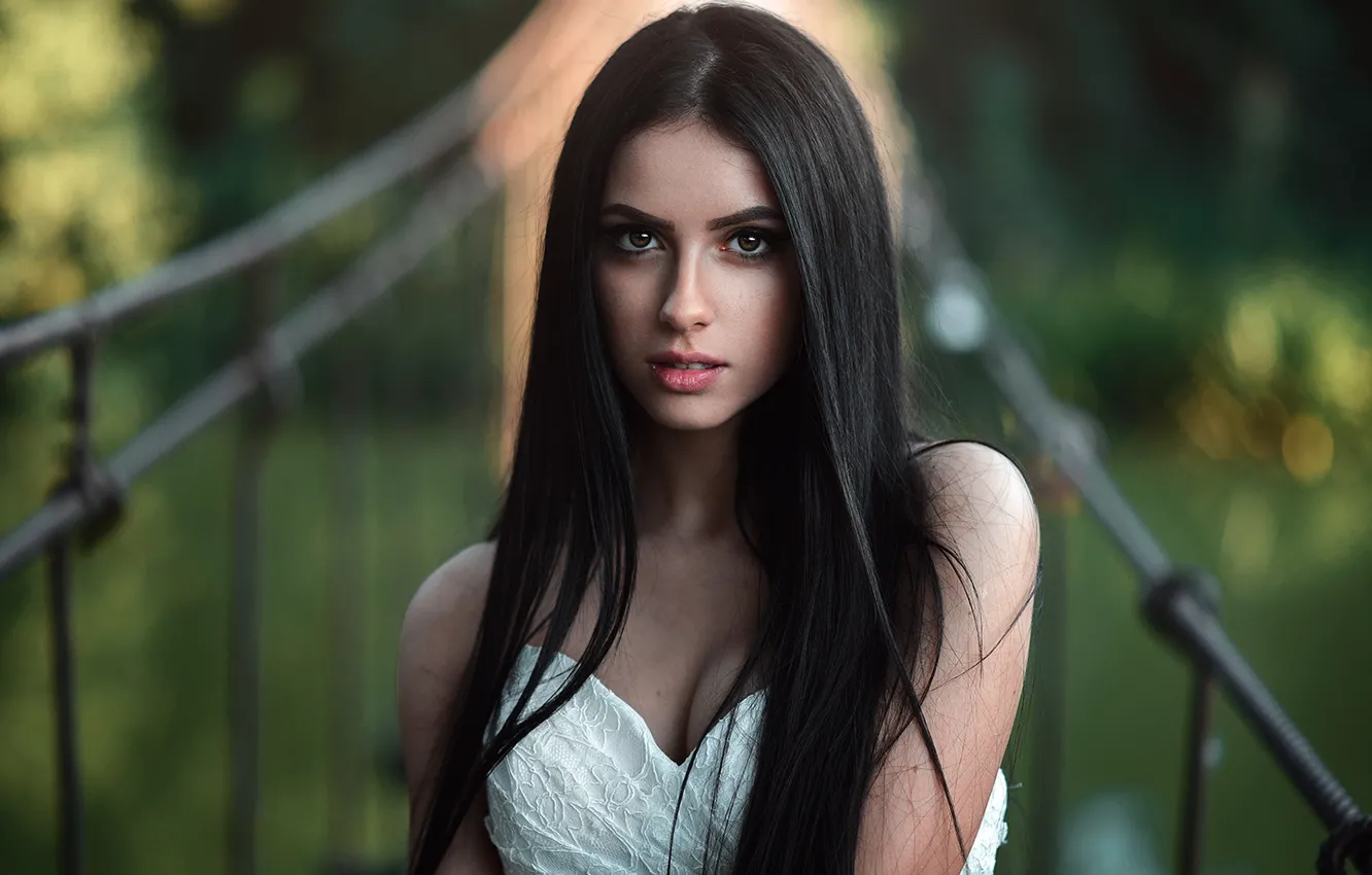 Photo wallpaper look, beauty, black hair, black eyes, Darina