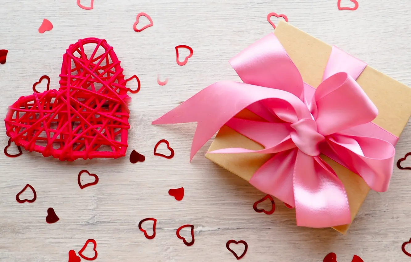Photo wallpaper gift, hearts, love, heart, valentine's day, gift, Evgeny Karandaev