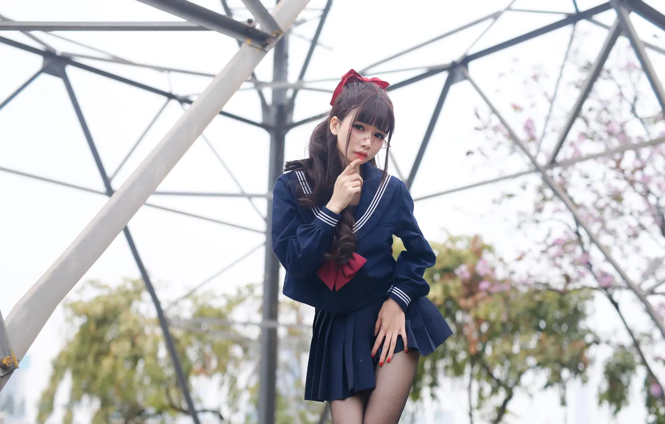 Photo wallpaper girl, beautiful, brunette, asian, cute