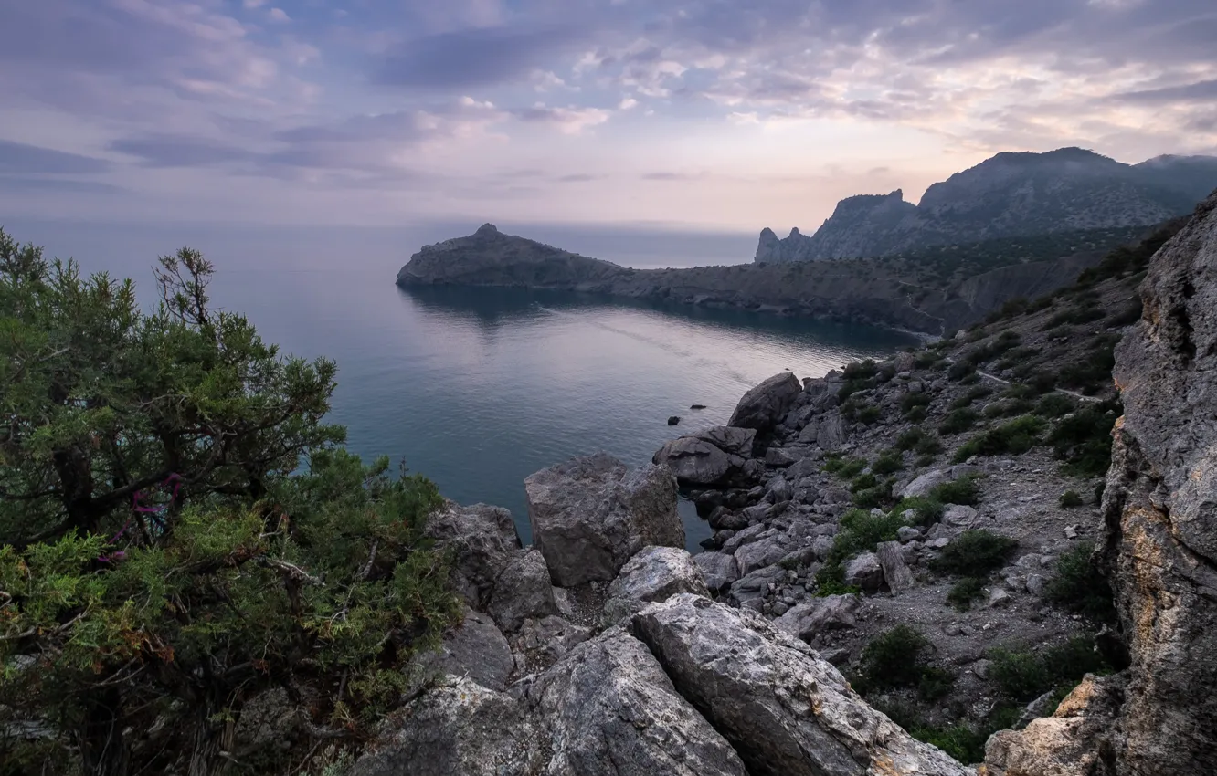 Photo wallpaper sea, landscape, mountains, nature, stones, rocks, Crimea, New Light