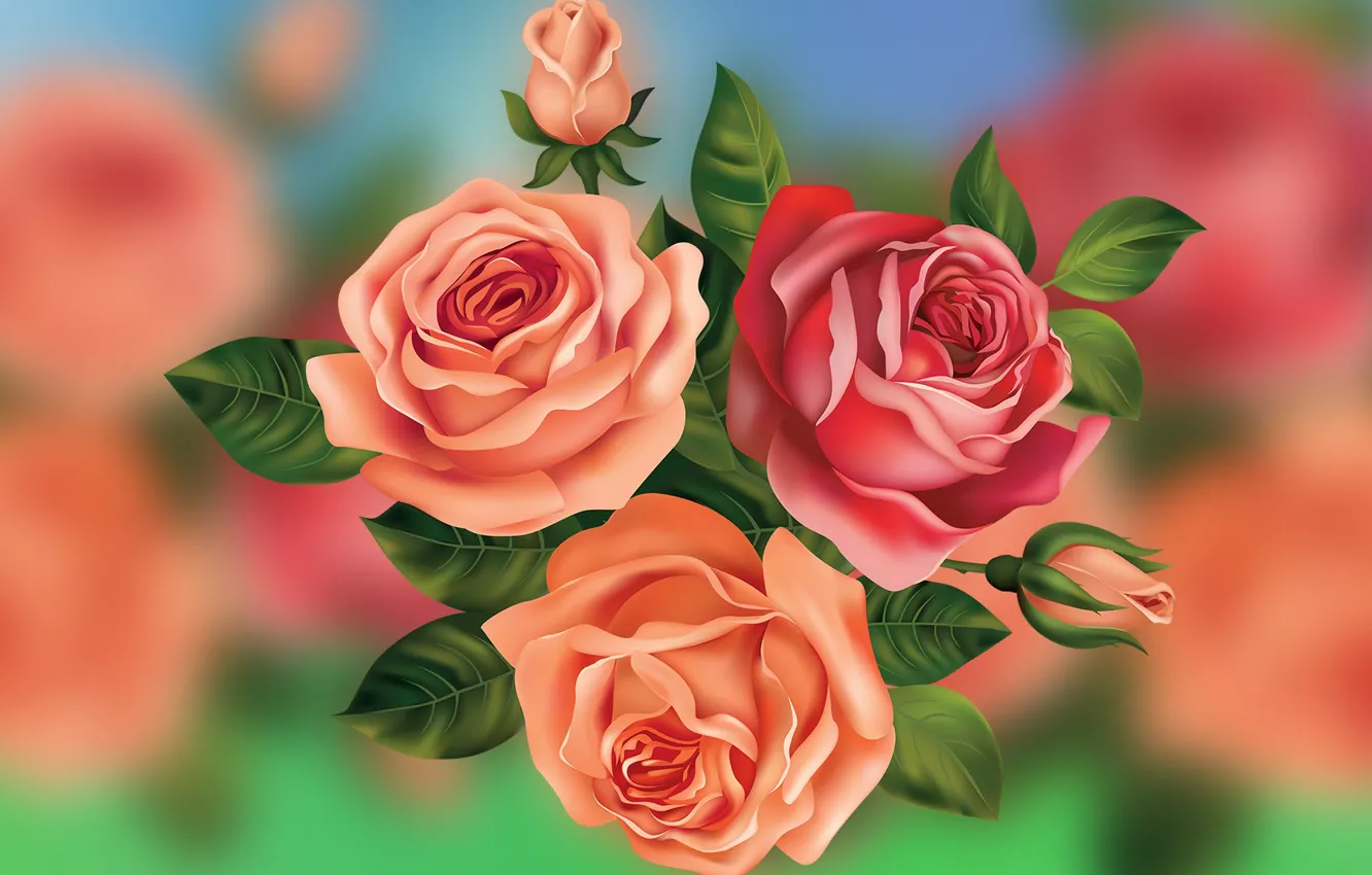 Photo wallpaper Graphics, Flowers, Roses