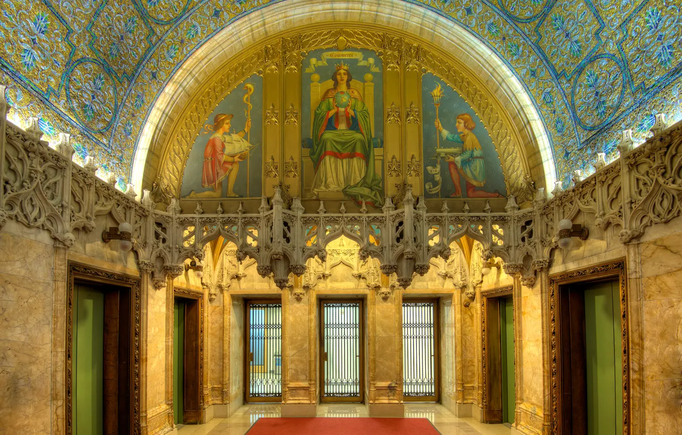Photo wallpaper mosaic, New York, USA, architecture, City Hall