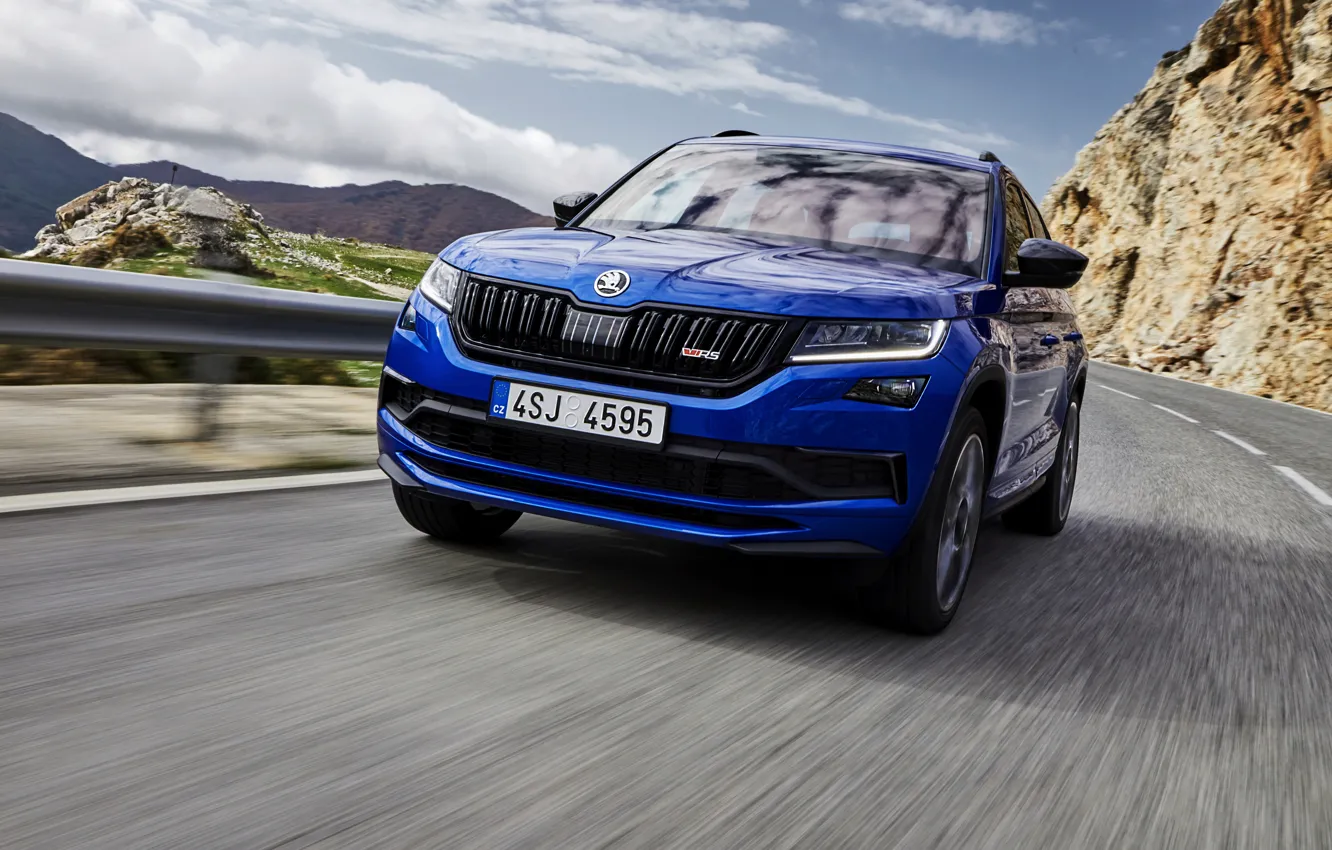 Photo wallpaper road, 2018, crossover, SUV, Skoda, Skoda, 2019, Kodiaq RS