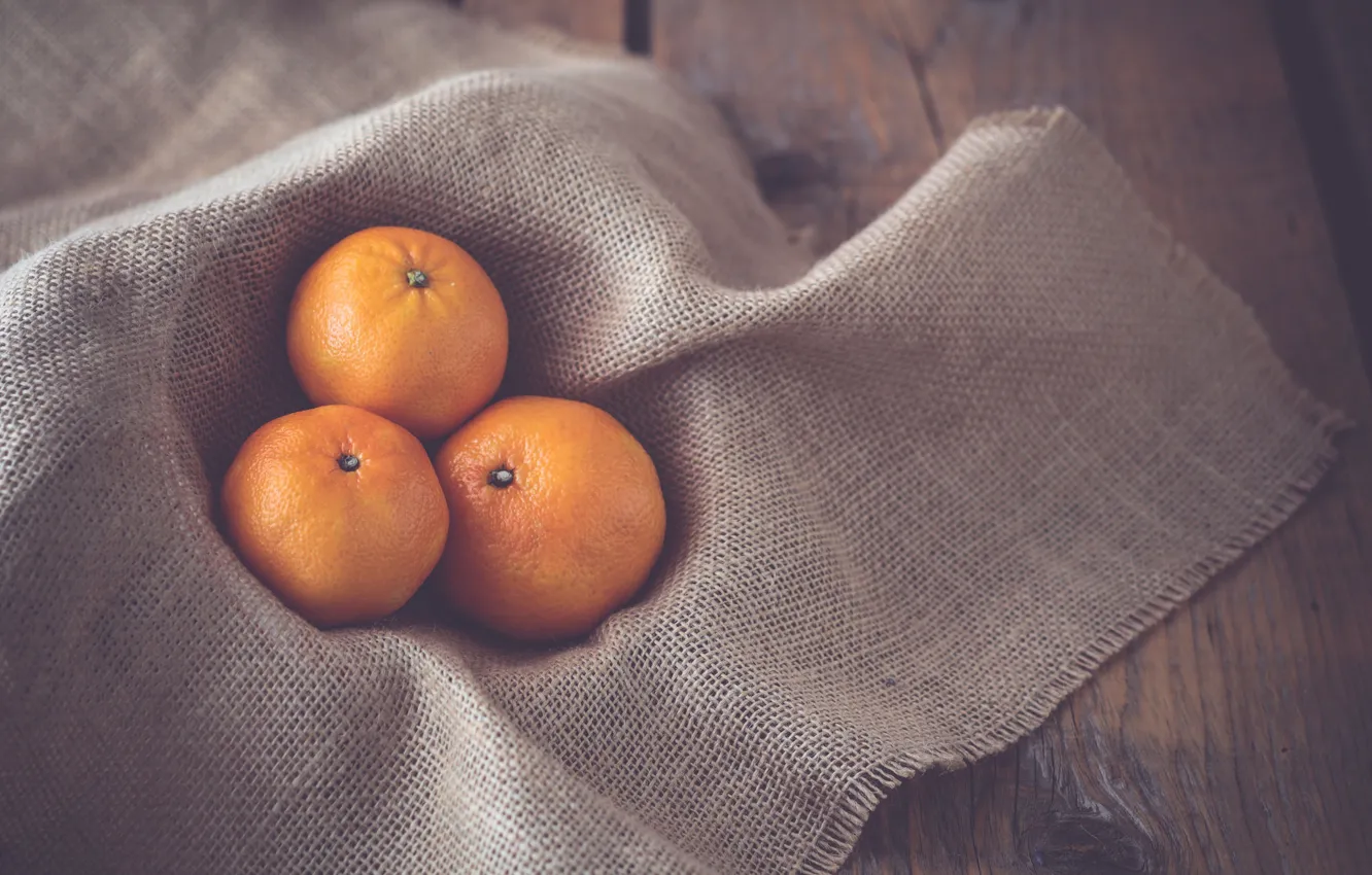 Photo wallpaper napkin, tangerines, three Mandarin