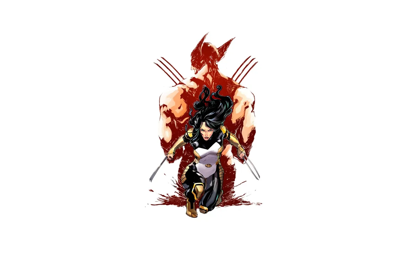 Photo wallpaper white background, Wolverine, Logan, Wolverine, X-Men, Marvel, Comics, X-23