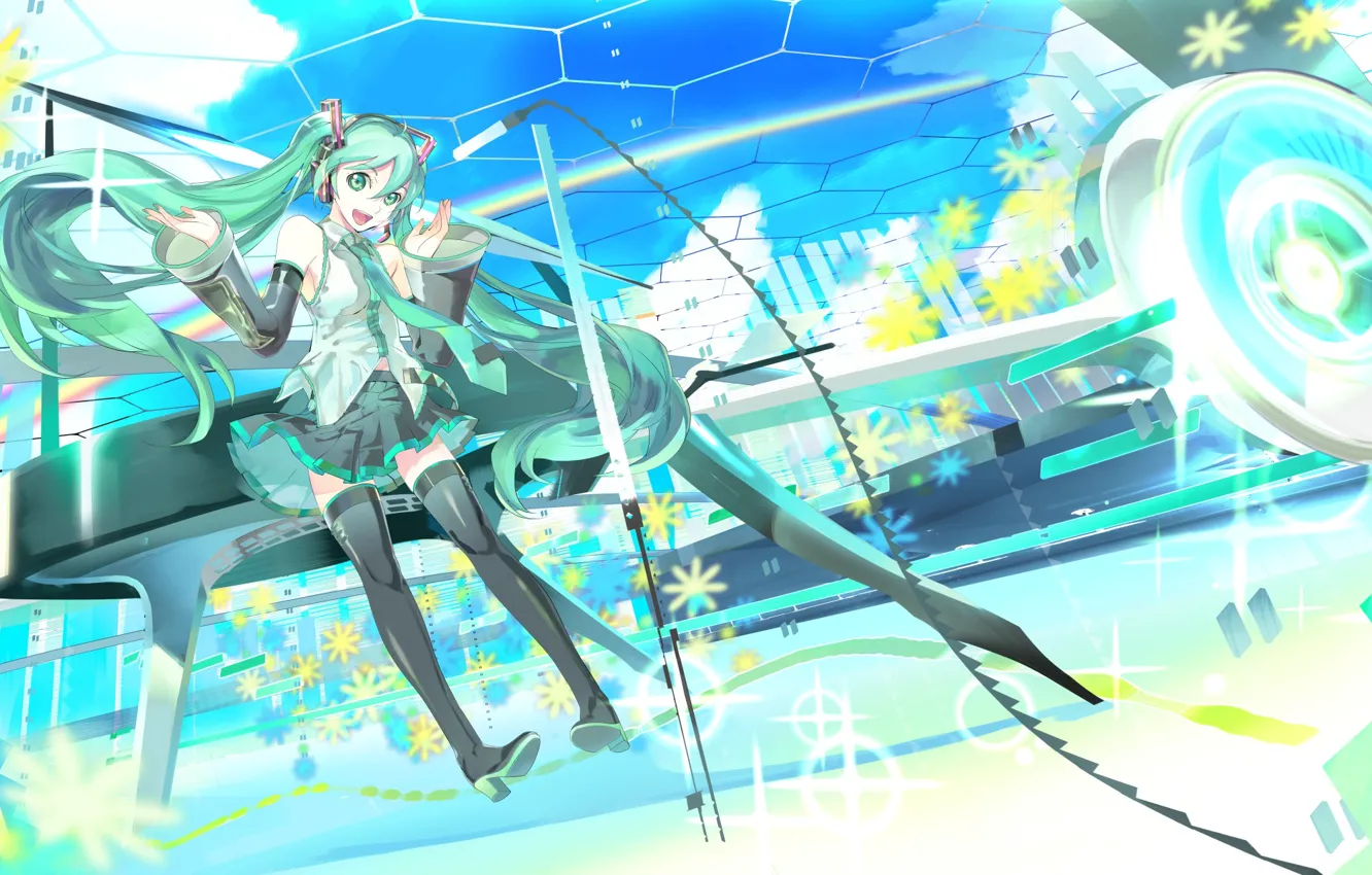 Photo wallpaper girl, bed, anime, art, microphone, vocaloid, hatsune miku, Vocaloid