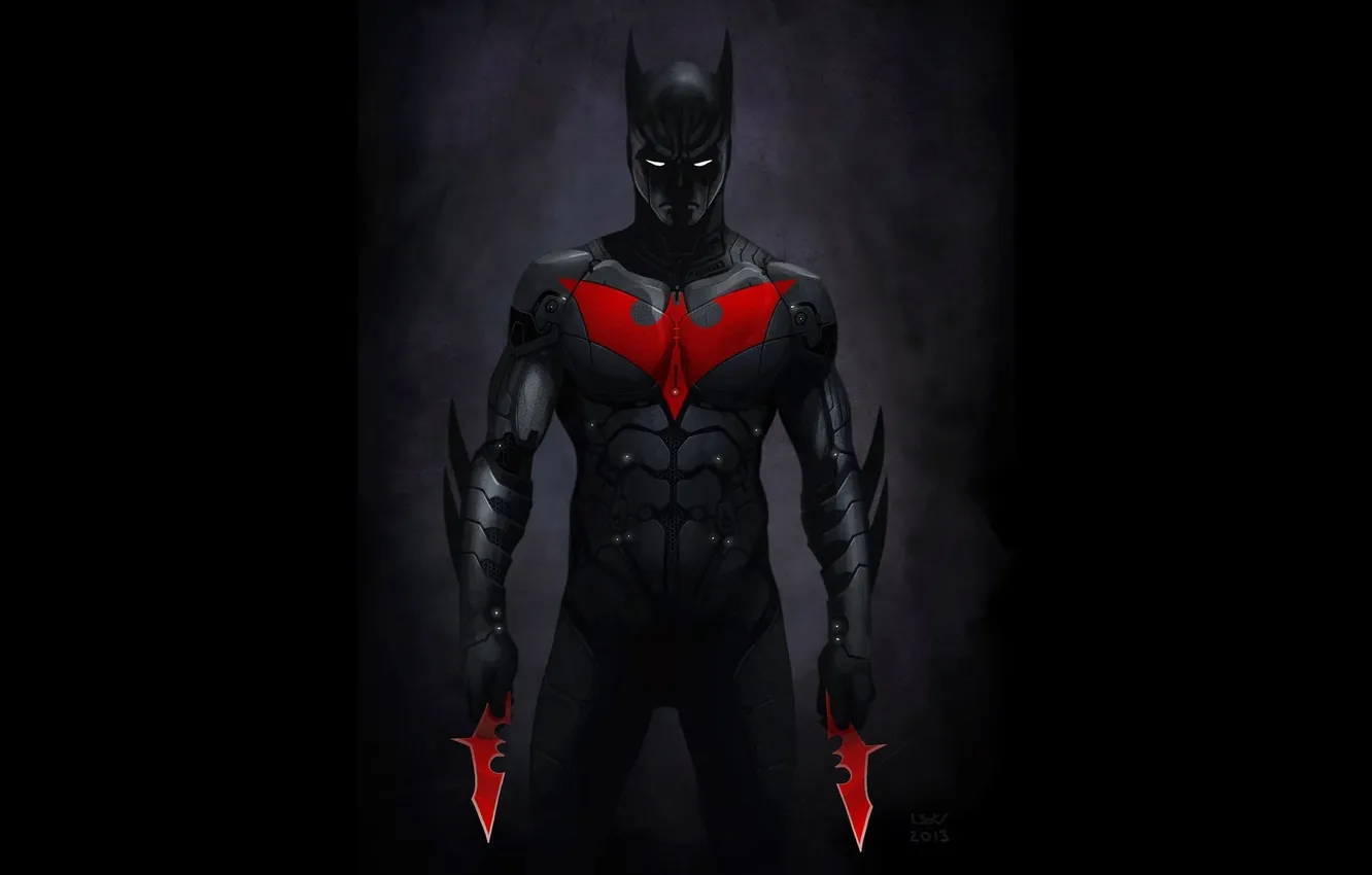 Photo wallpaper black, superhero, art, DC Comics, Batman Beyond, The batarang