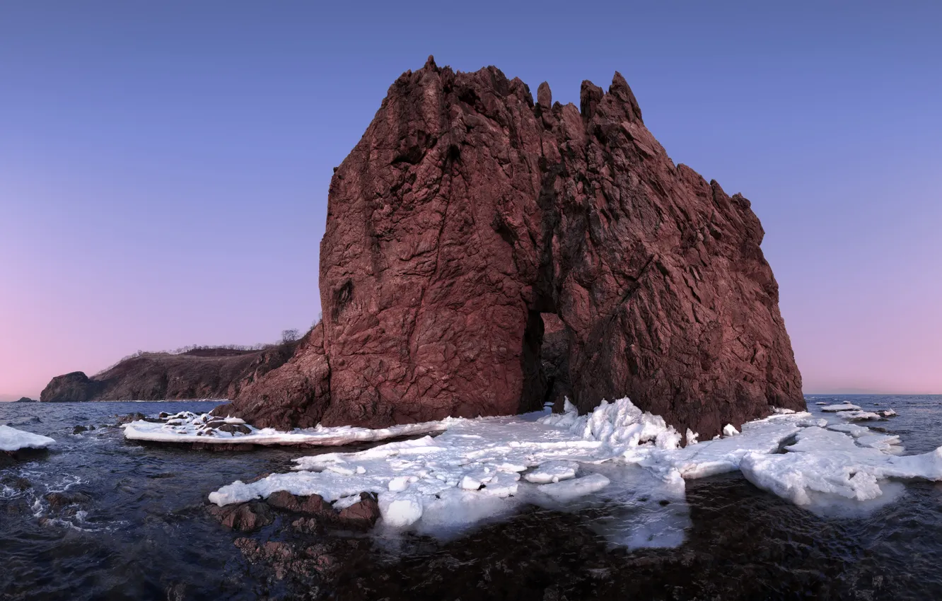 Photo wallpaper ice, rocks, cold, cliff