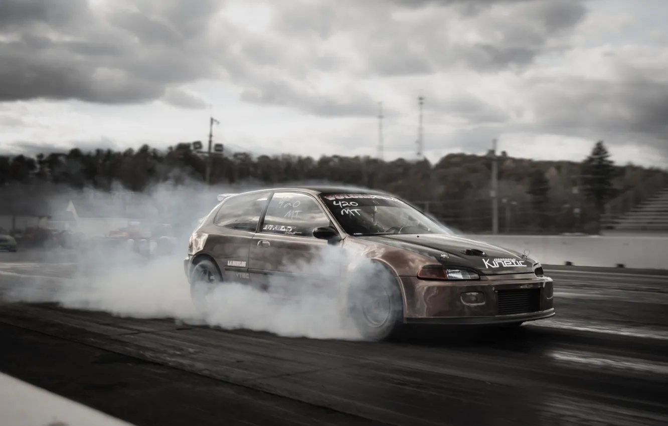 Photo wallpaper drift, Honda, civic, drag