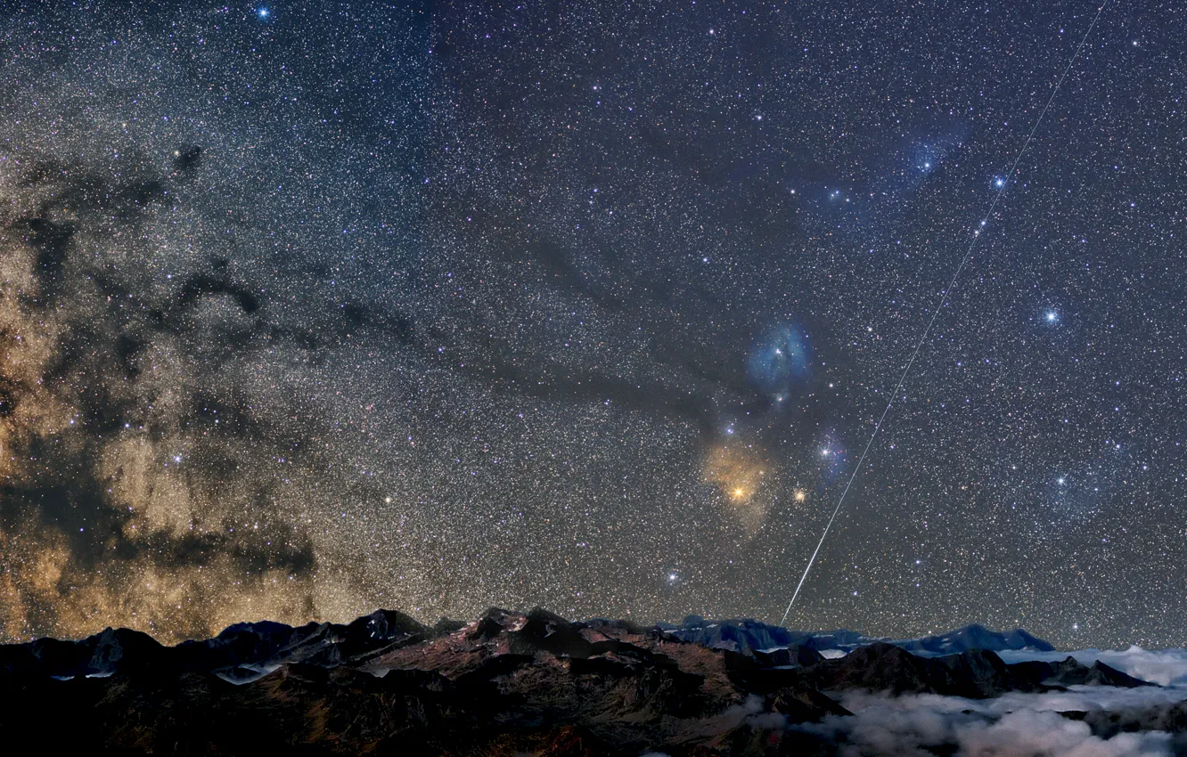 Photo wallpaper stars, mountains, night, the milky way