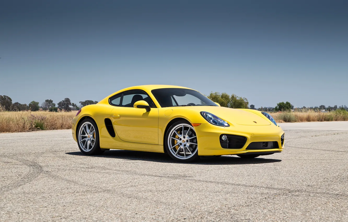 Photo wallpaper Porsche, Cayman, yellow