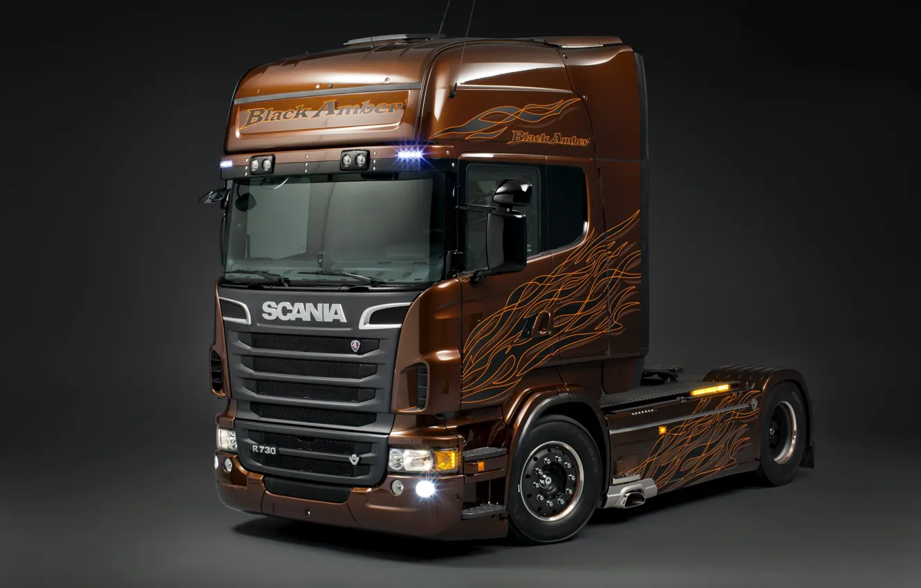 Photo wallpaper Scania, Tractor, Scania, Black Amber, Stelnik, Scania Trucks, 730 HP, R730