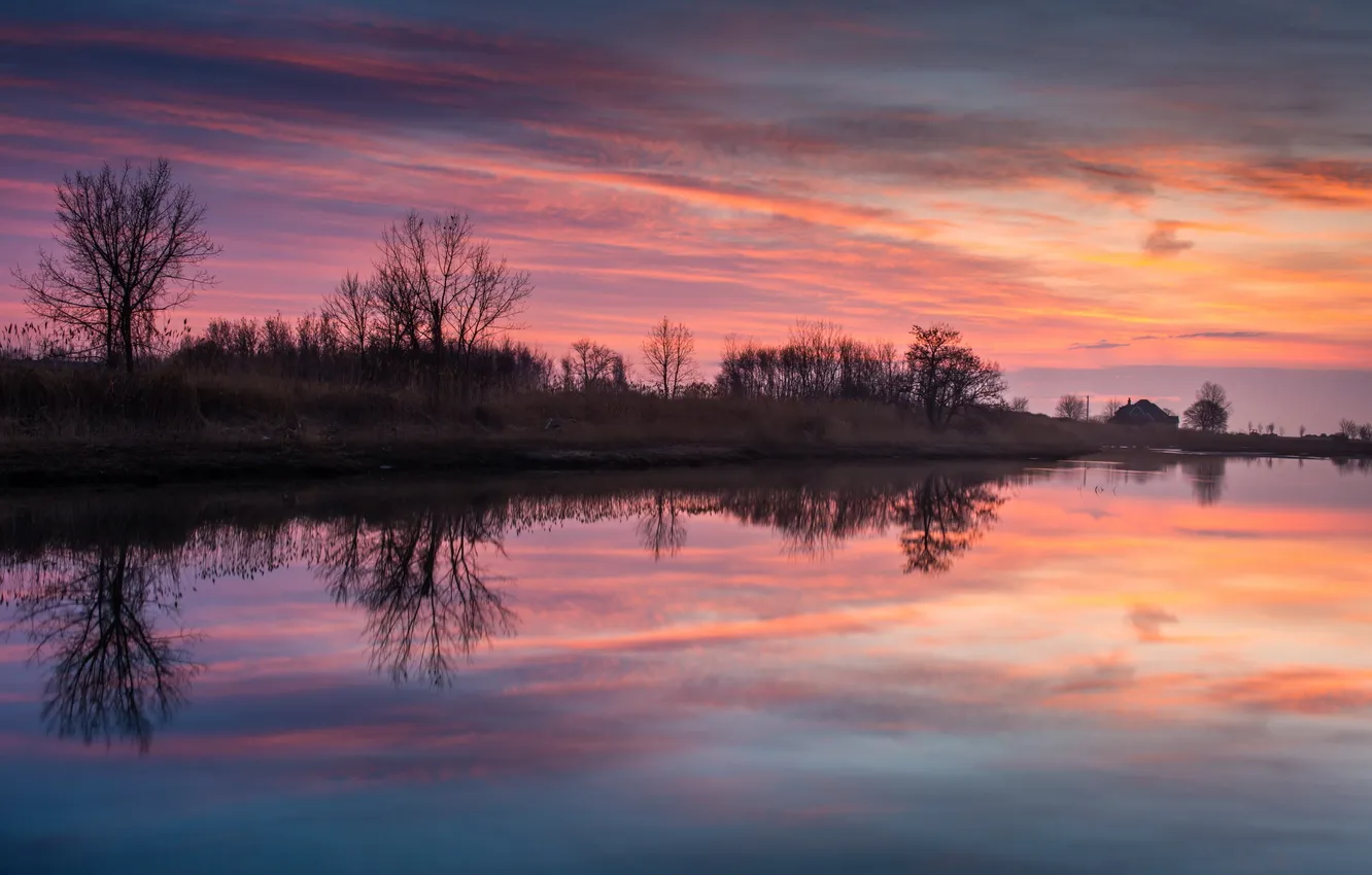 Photo wallpaper landscape, sunset, United States, Connecticut, Stratford, Lordship