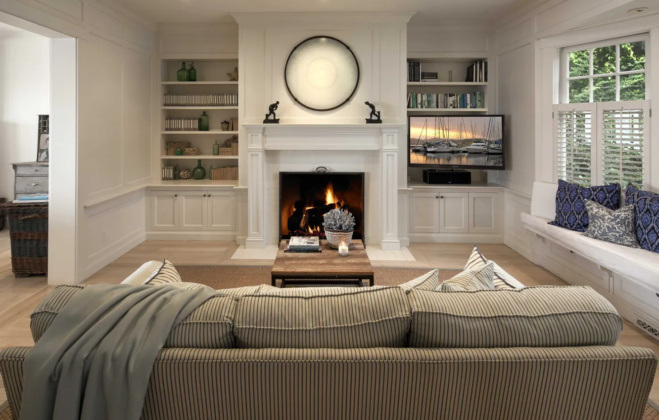 Photo wallpaper design, style, room, interior, fireplace, living room