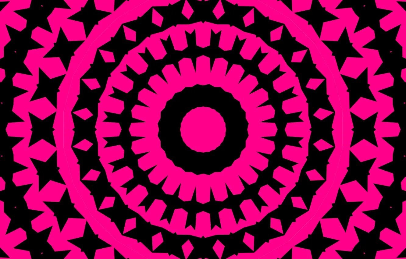 Photo wallpaper circles, pattern, black, pink, kaleidoscope