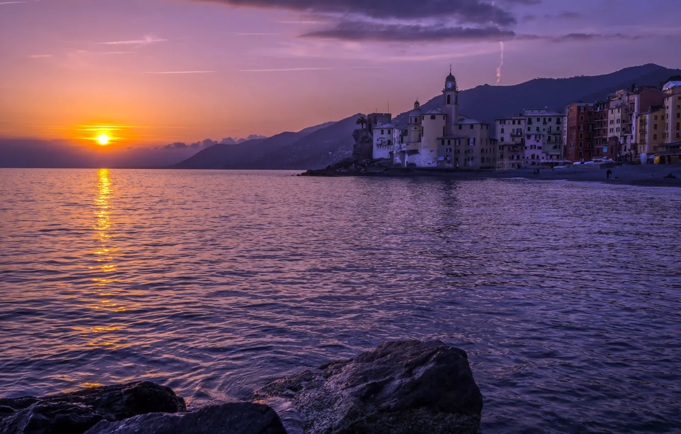 Photo wallpaper sunset, Italie, Liguria