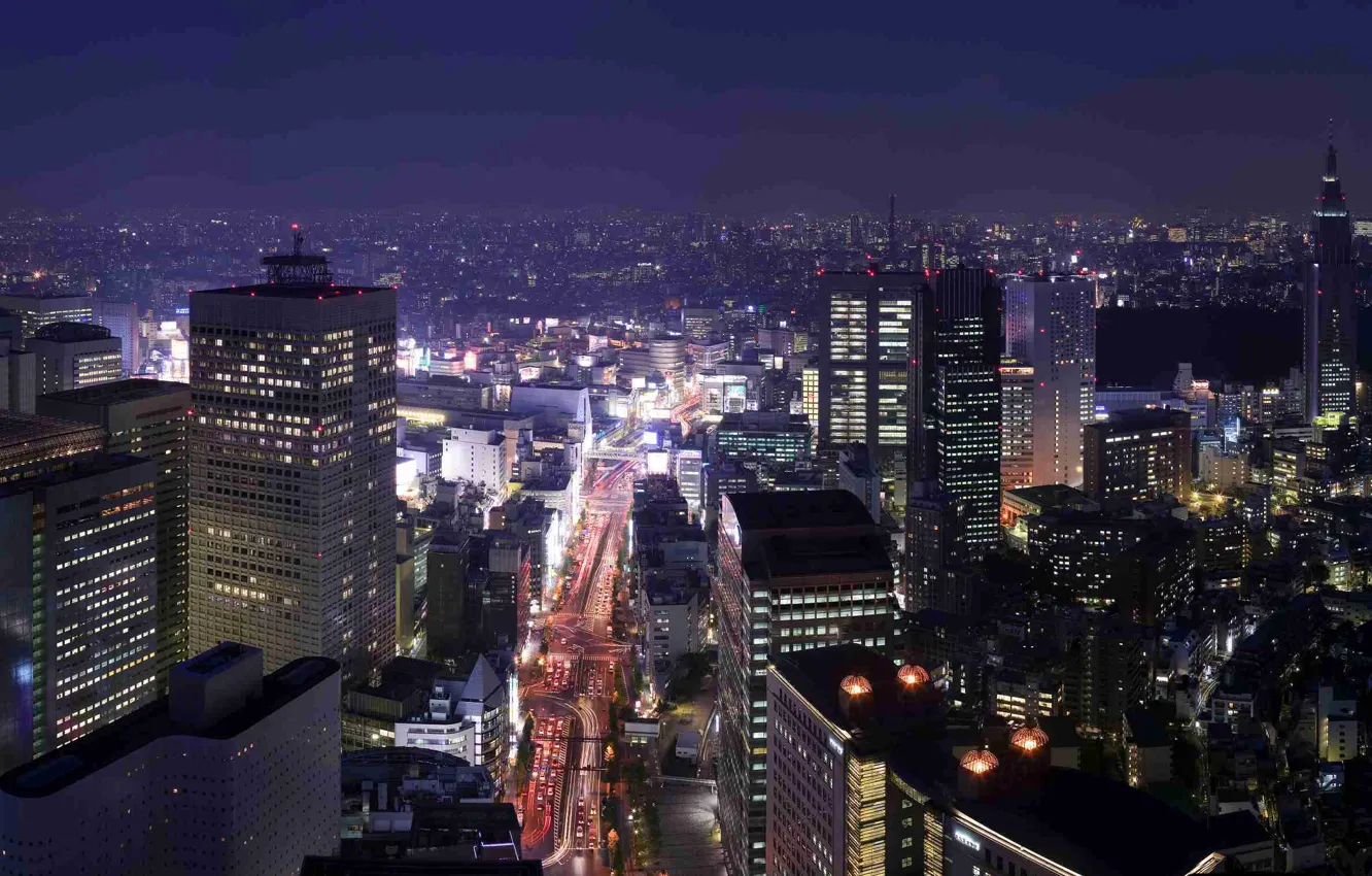 Photo wallpaper night, the city, neon