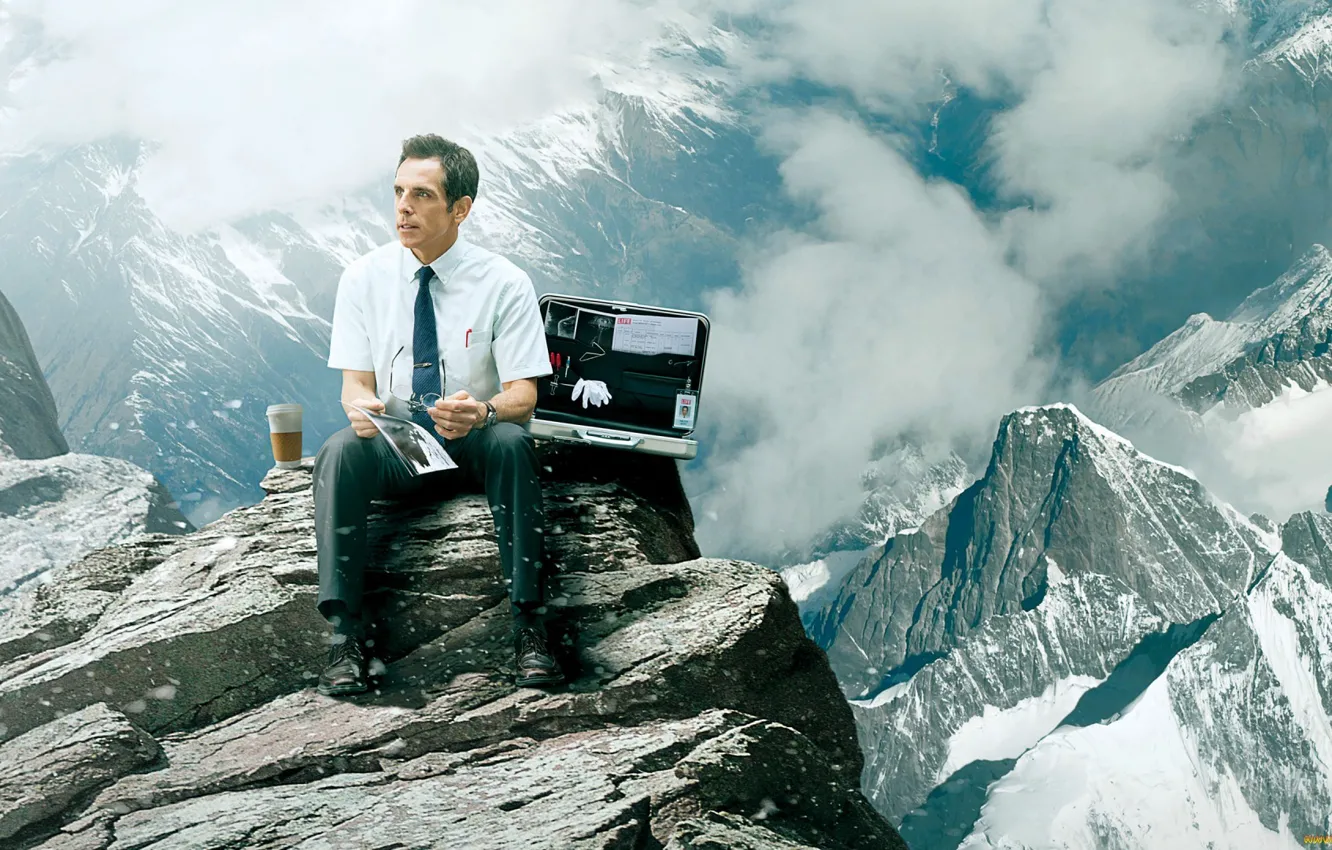 Photo wallpaper mountains, male, Ben Stiller, Ben Stiller, The secret life of Walter Mitty, The Secret Life …