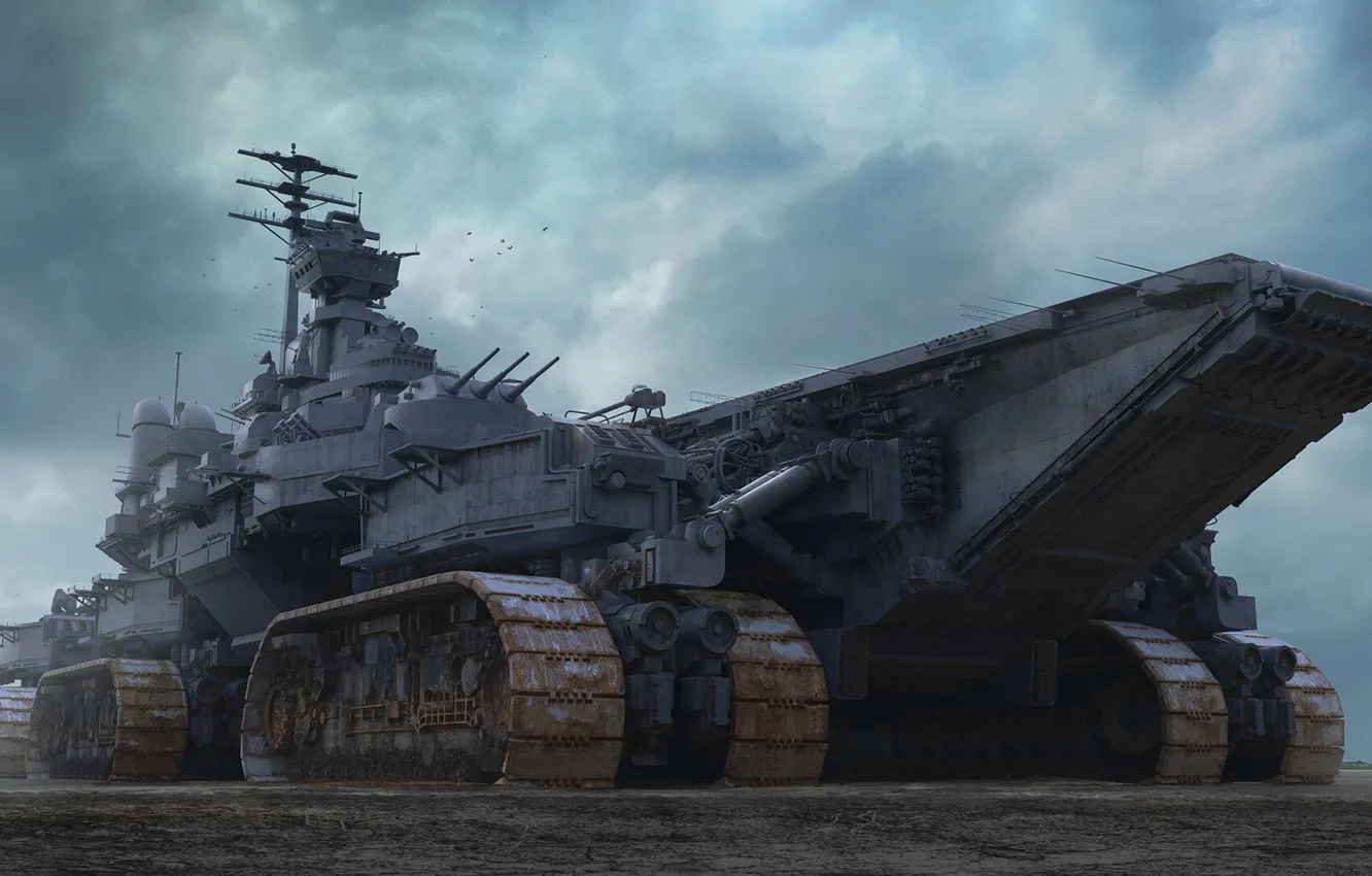 Photo wallpaper caterpillar, fiction, ship, the carrier, fantasy, render, sci-fi, ship