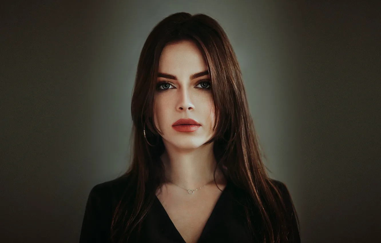 Photo wallpaper look, background, model, portrait, makeup, hairstyle, brown hair, beauty