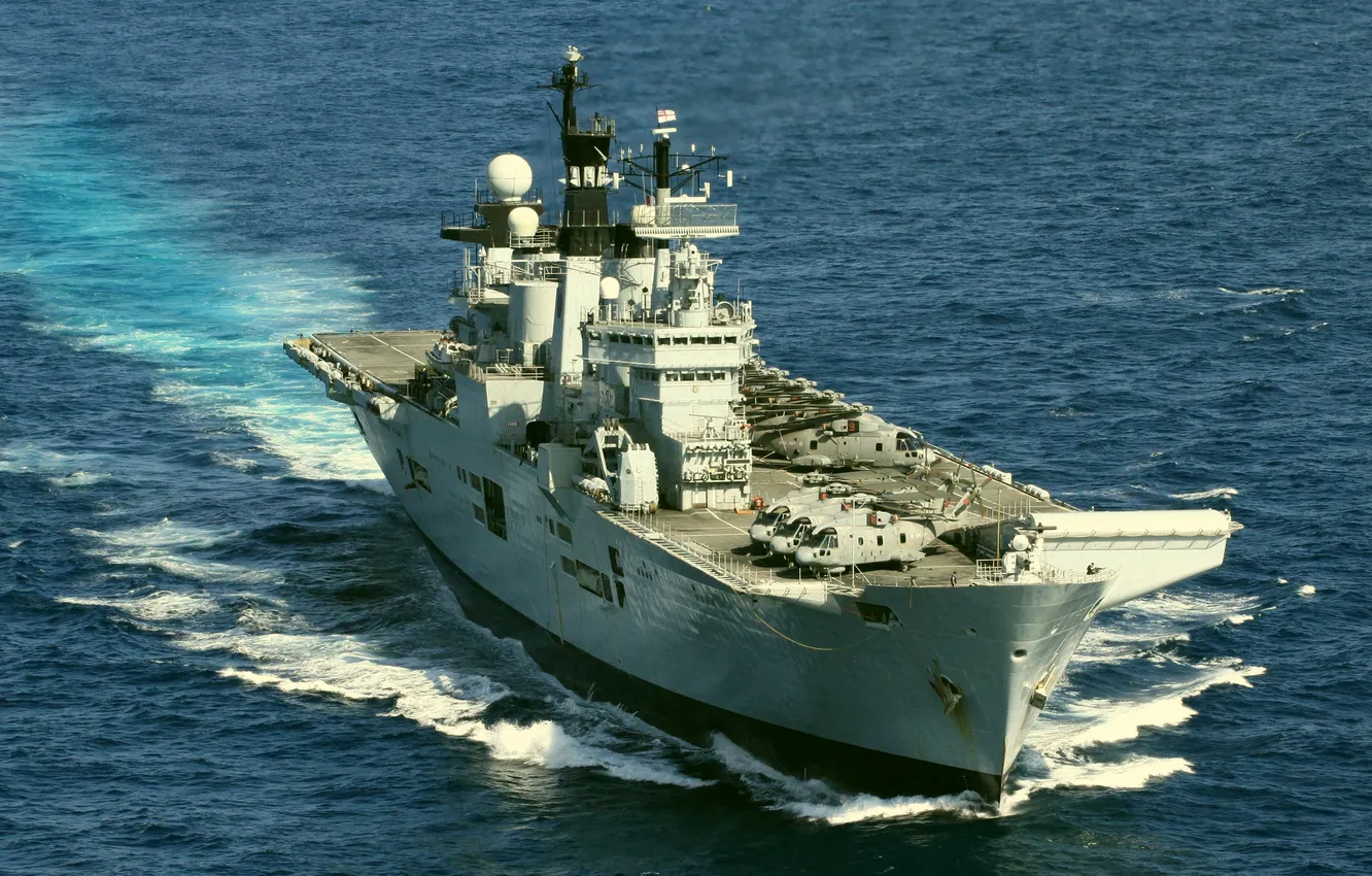Photo wallpaper UK, the carrier, HMS Illustrious, The Royal Navy