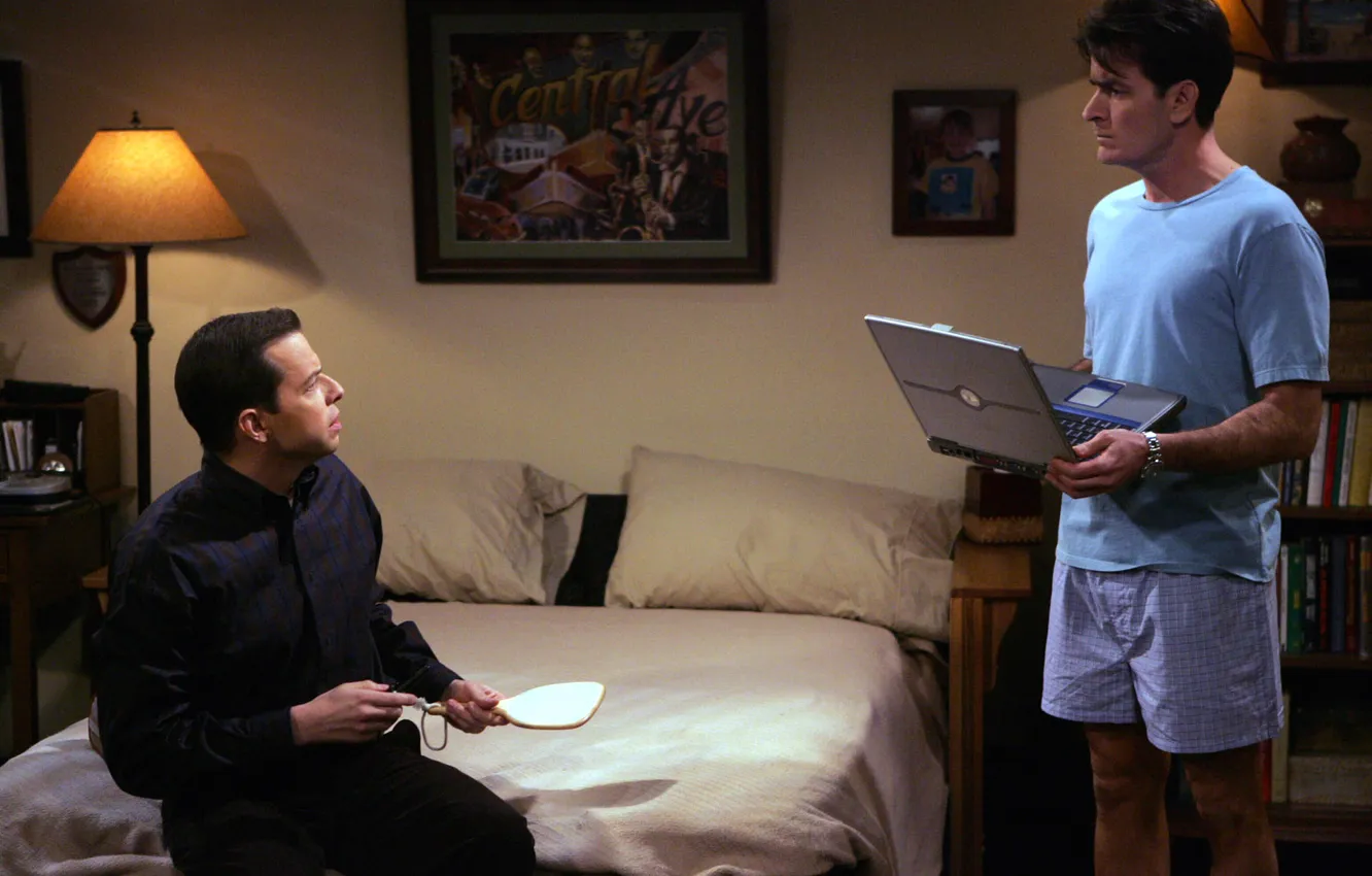 Photo wallpaper actor, the series, characters, Charlie Sheen, John Cryer, Charlie Harper, Alan Harper, Two and a …