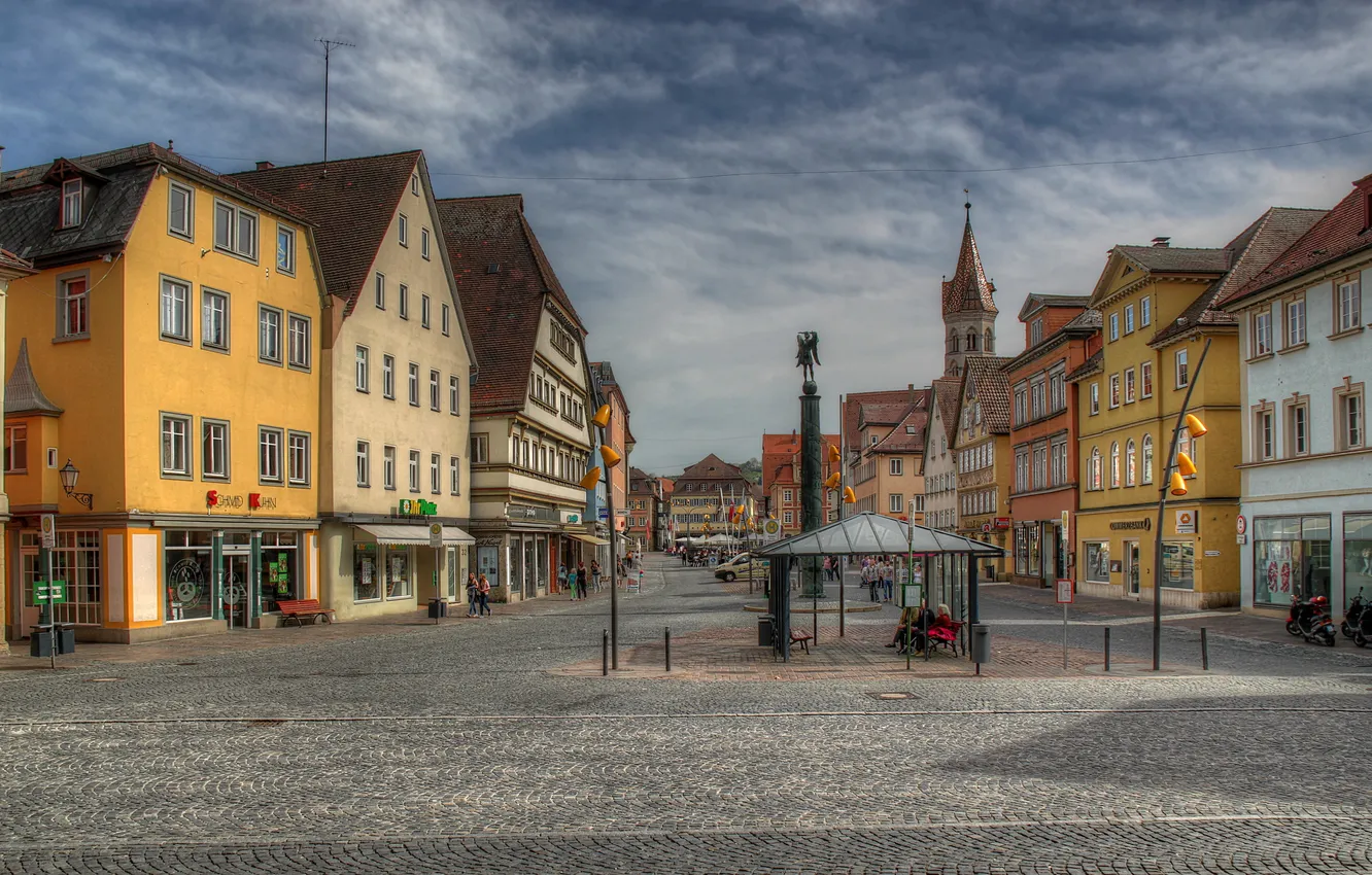 Photo wallpaper the sky, clouds, the city, photo, street, HDR, home, Germany