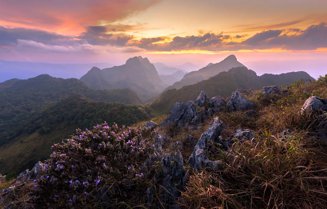 Photo wallpaper the sky, landscape, mountains