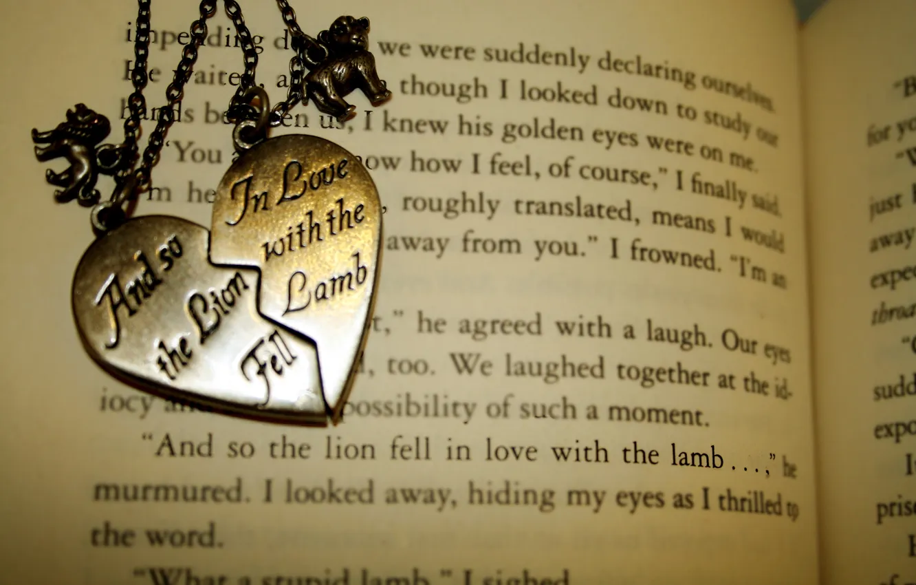 Photo wallpaper Wallpaper, medallion, book, love, different, the, with, lion