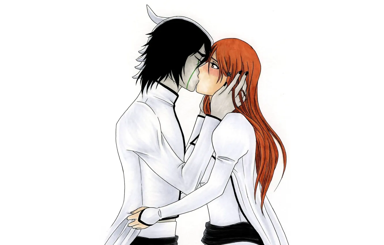 Photo wallpaper look, girl, kiss, art, guy, Bleach, Bleach, arancar