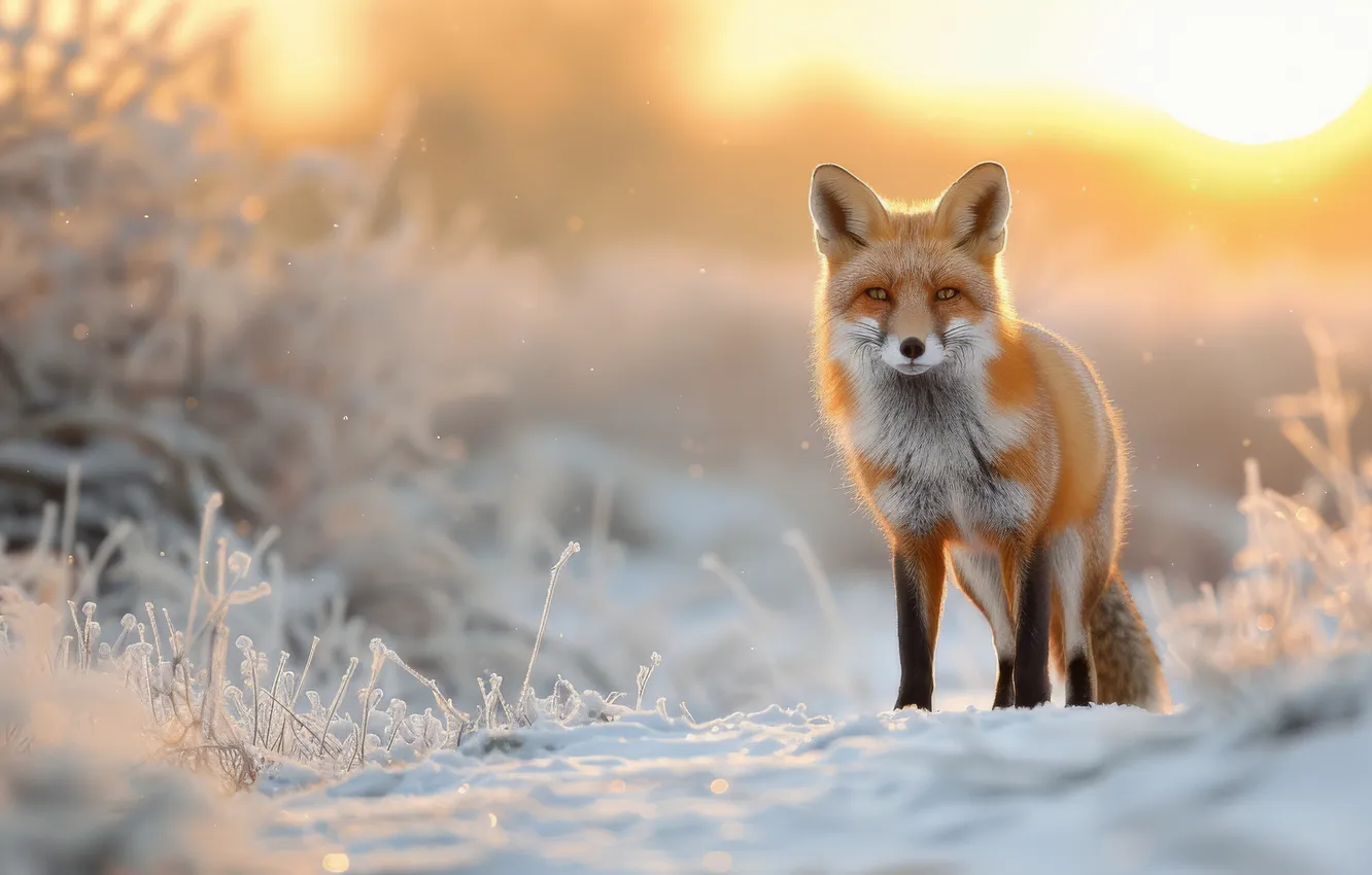 Photo wallpaper winter, frost, road, look, the sun, light, snow, branches