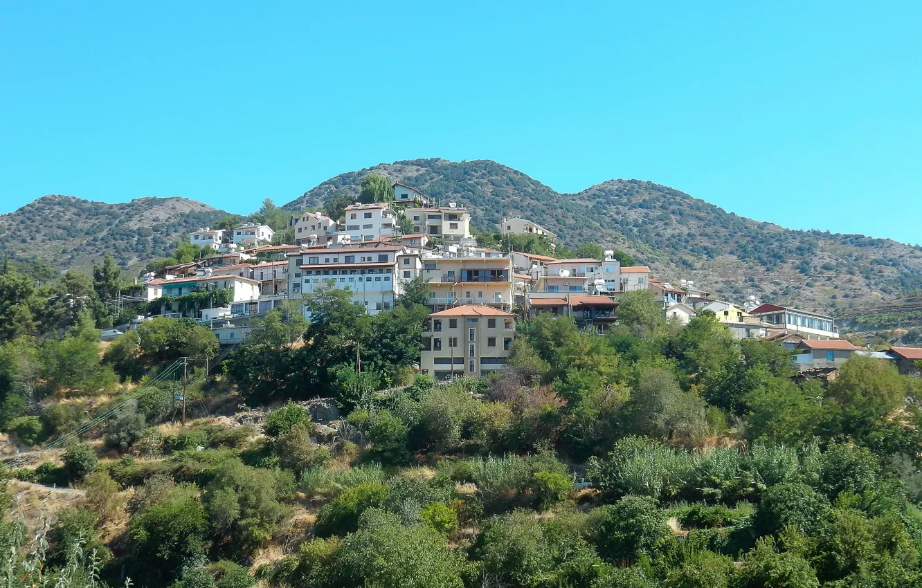 Photo wallpaper the sky, grass, trees, landscape, mountains, widescreen, Wallpaper, home