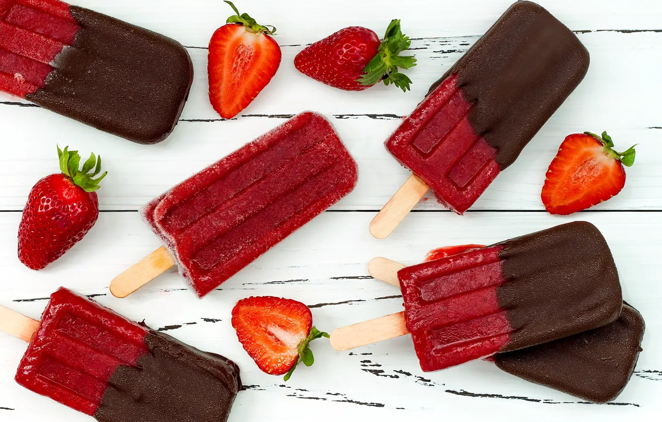 Photo wallpaper food, chocolate, strawberry, ice cream, sweets