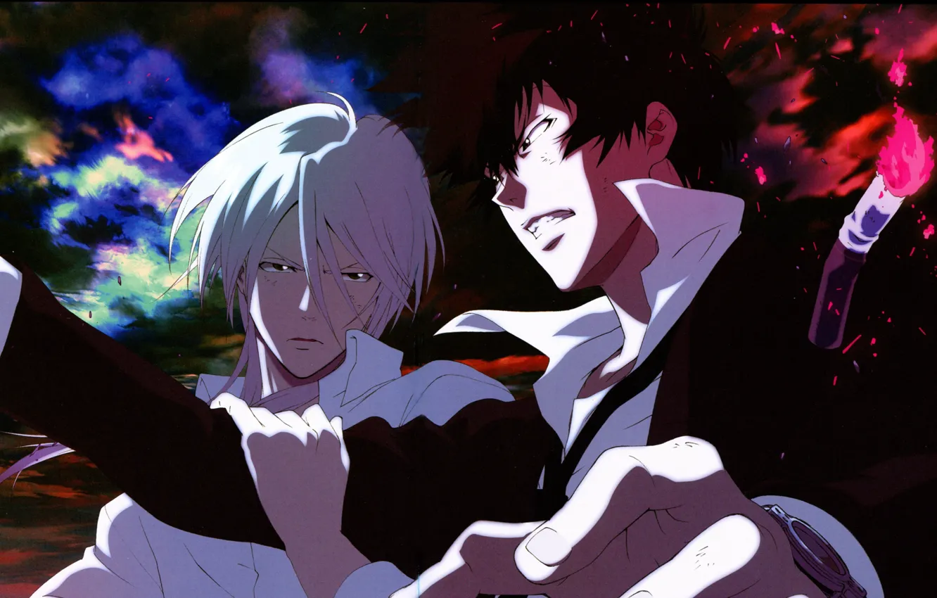 Photo wallpaper sparks, fight, hatred, guys, fight, the butt, white shirt, psycho-pass