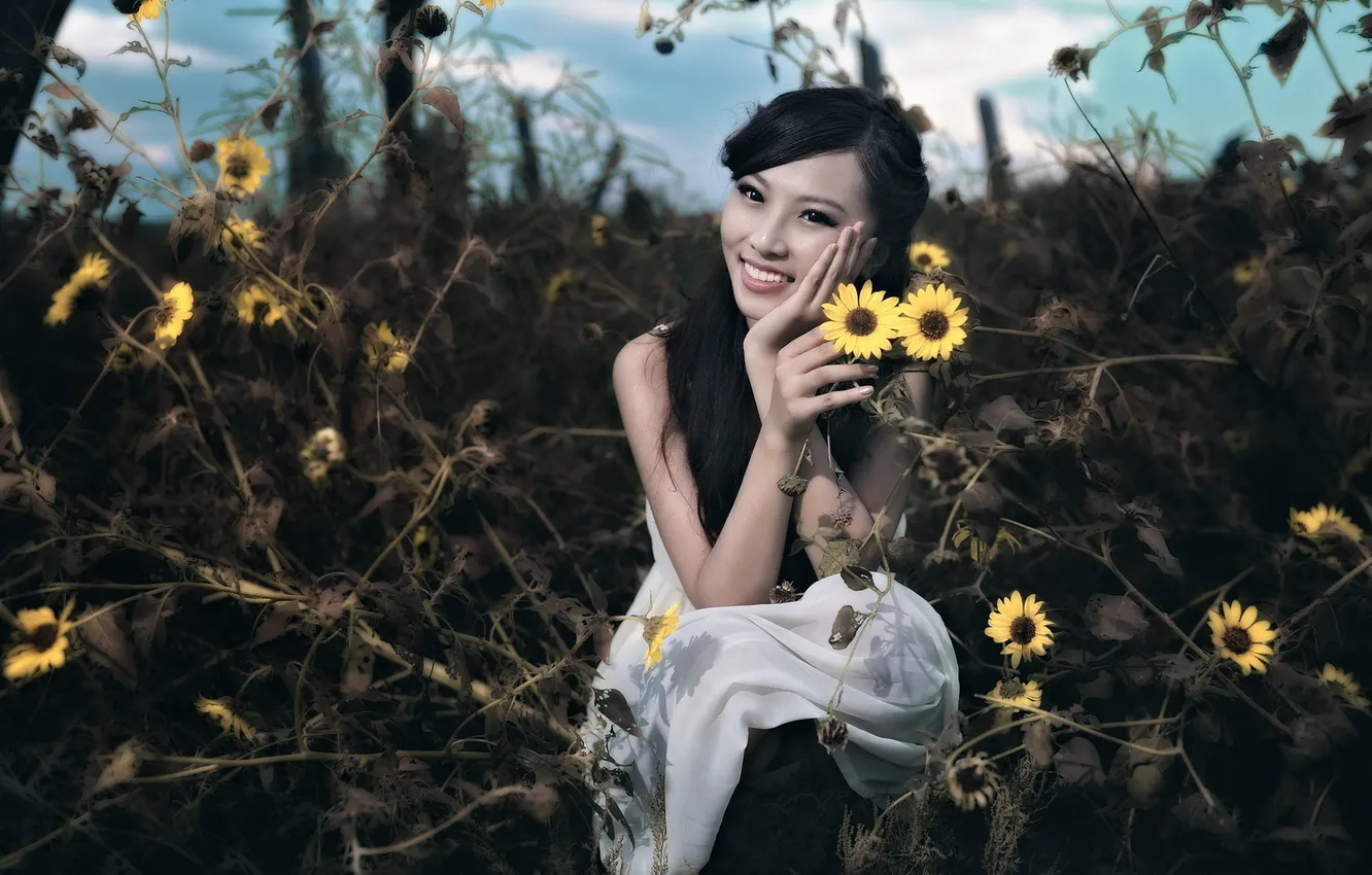 Photo wallpaper look, girl, Asian