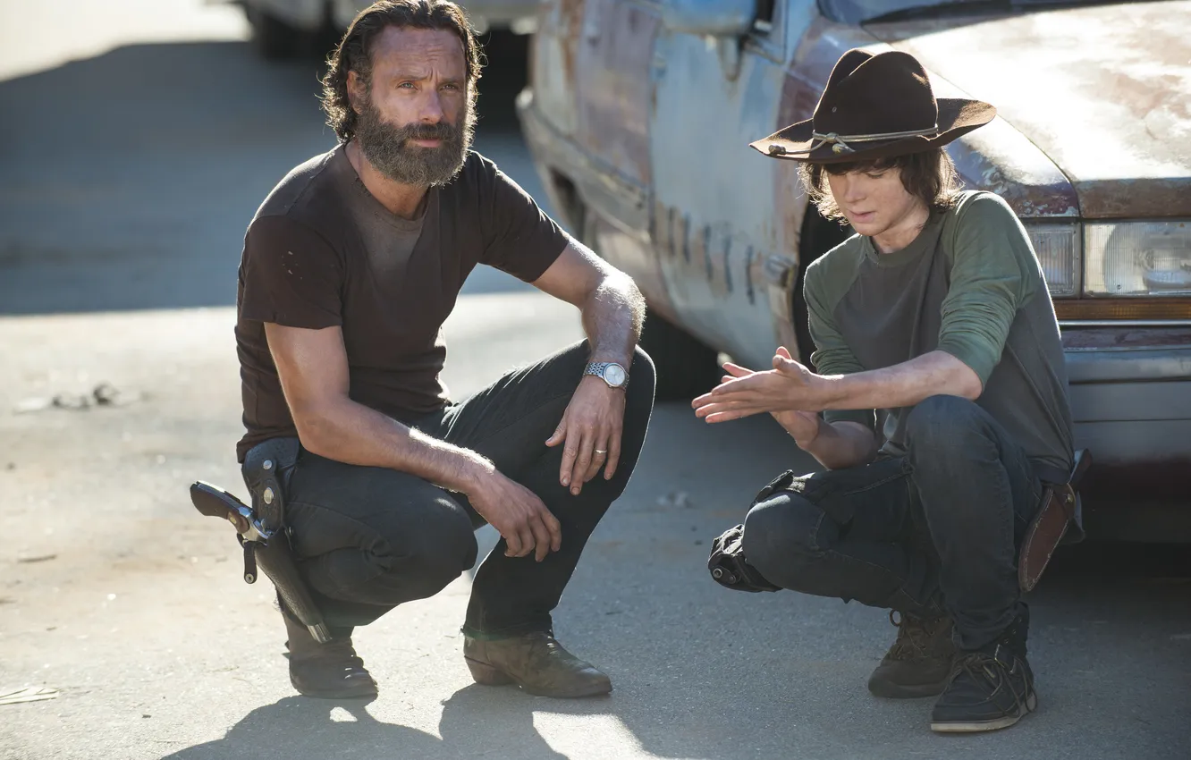 Photo wallpaper The Walking Dead, Carl Grimes, The walking dead, Andrew Lincoln, Rick Grimes