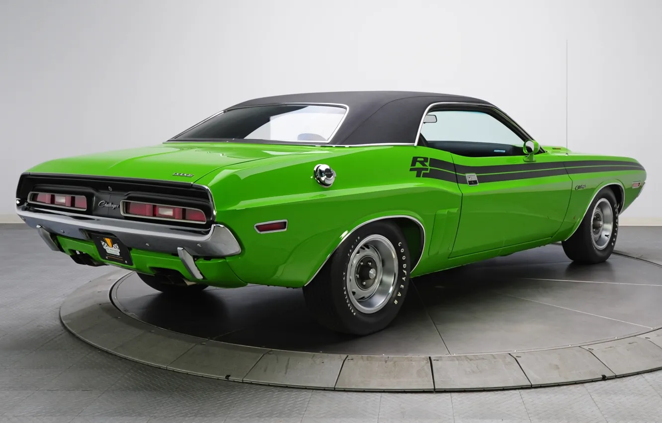 Photo wallpaper background, Dodge, 1971, green, Dodge, Challenger, classic, rear view