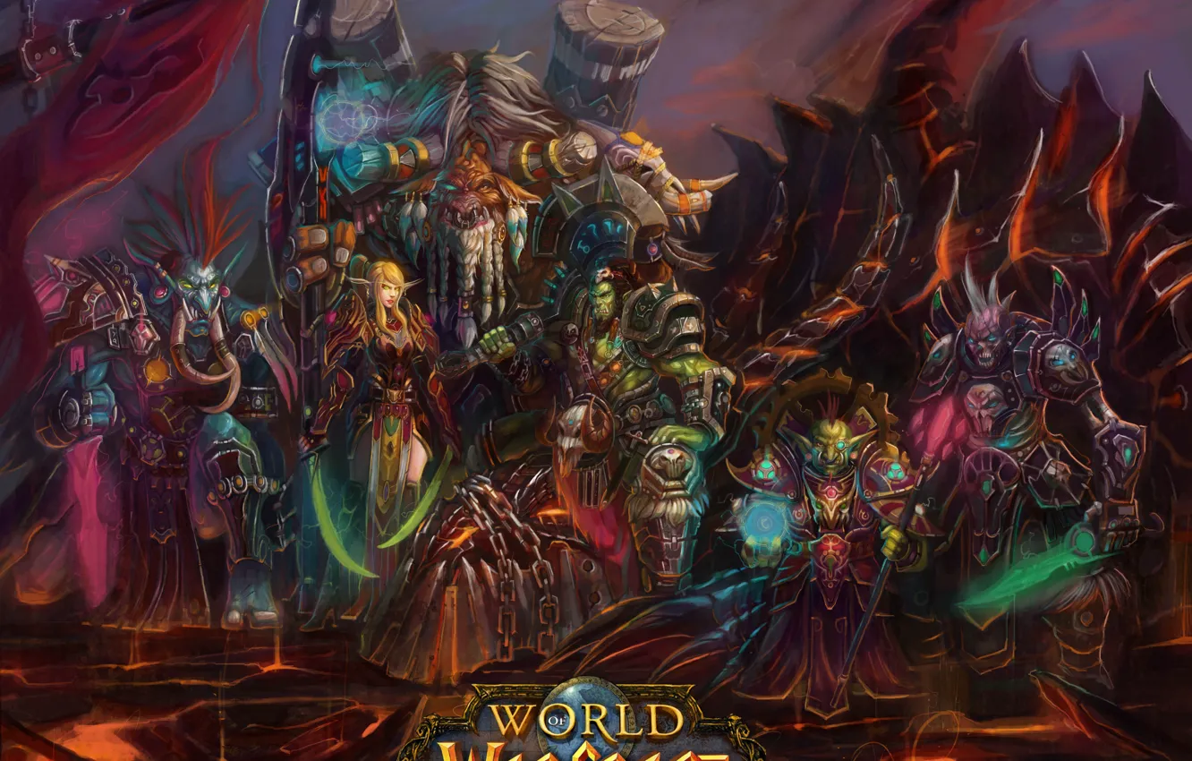 Photo wallpaper warrior, undead, race, Goblin, Orc, blood elf, Tauren, goblin