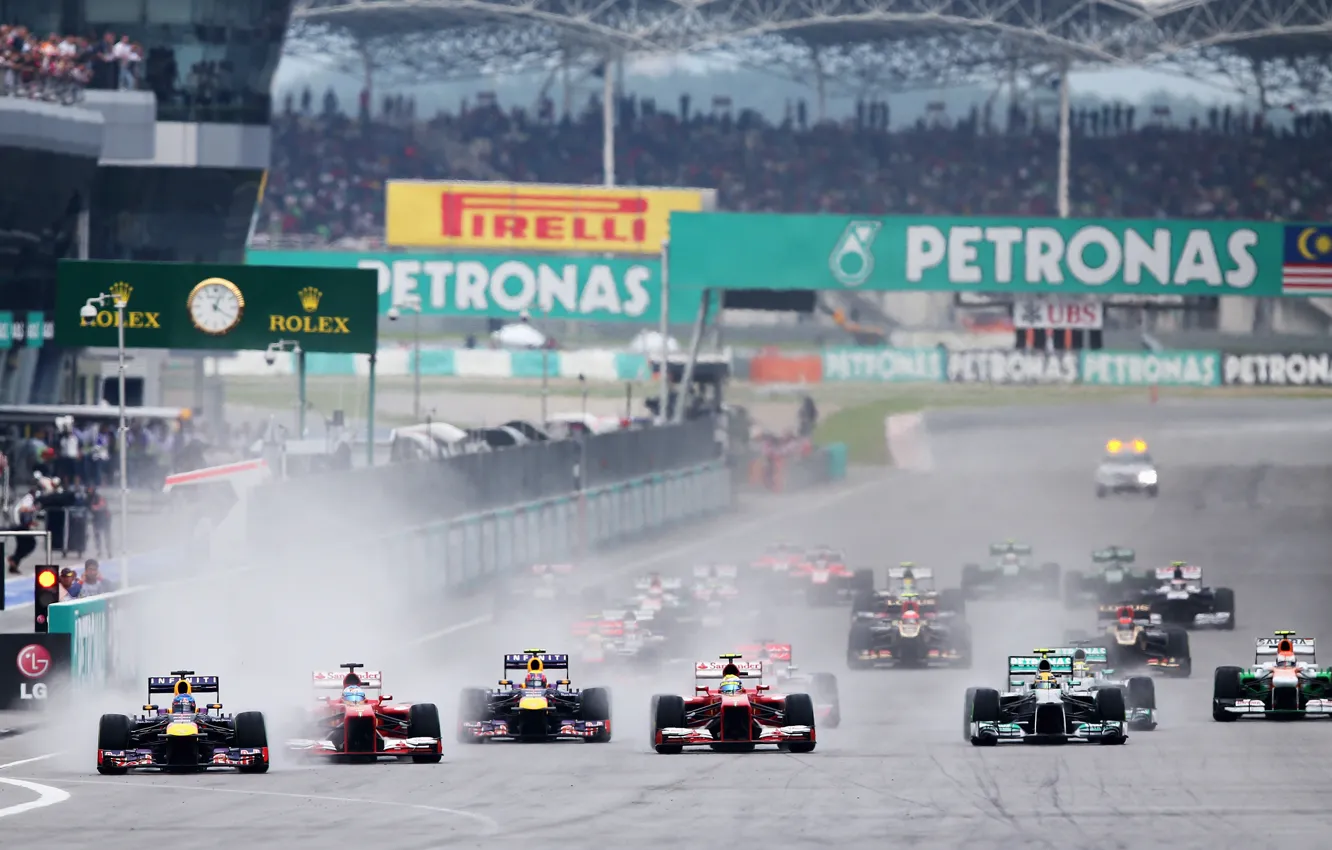 Photo wallpaper race, formula 1, mercedes, ferrari, formula 1, start, race, lotus